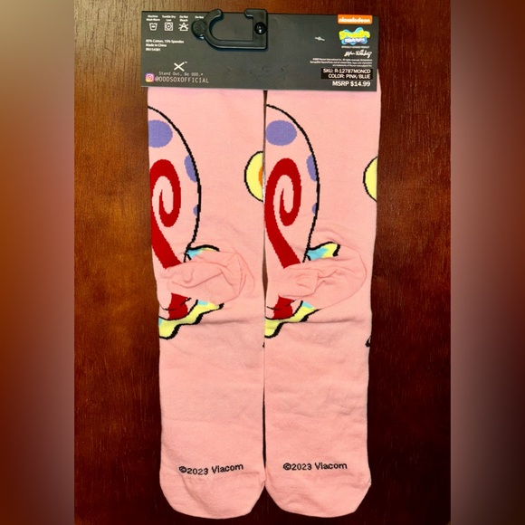 SPONGEBOB SQUAREPANTS “GARY” ODD SOX NOVELTY CREW SOCKS NWT MEN’S SHOE SIZE 6-13 - Picture 2 of 2